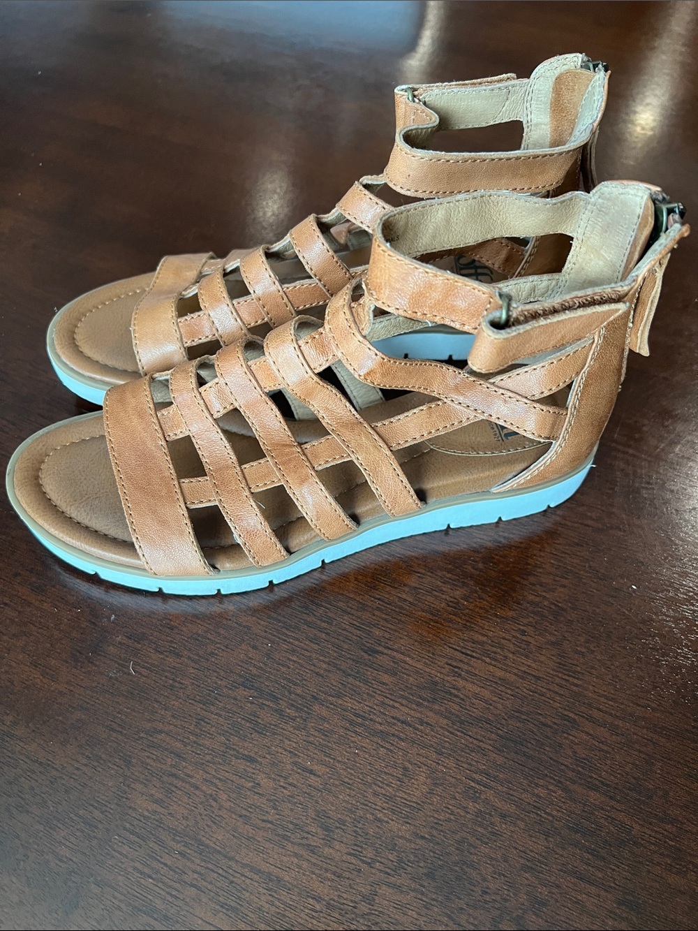 Sofft Tan Strappy Gladiator Wedge Sandal
